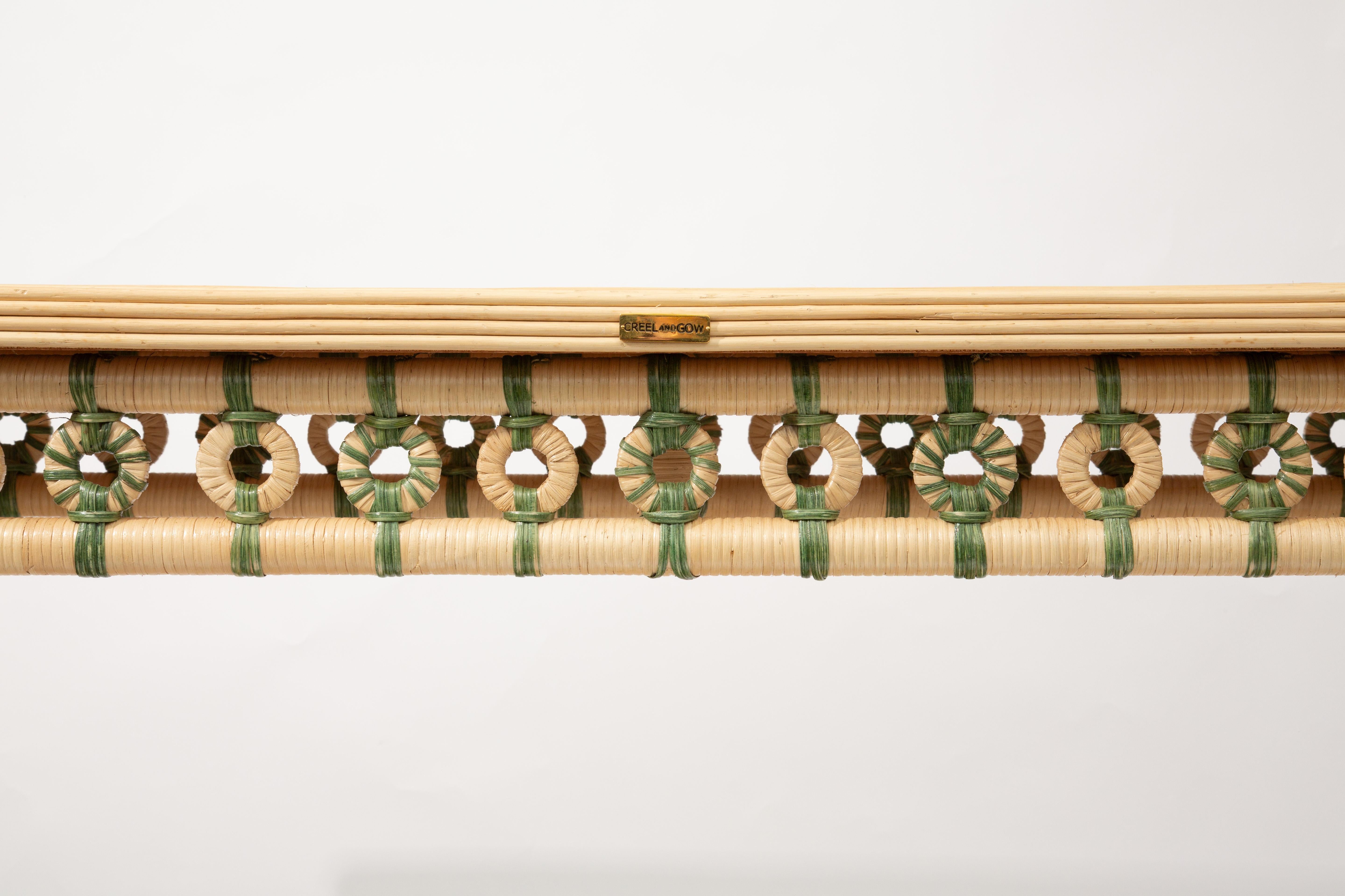 Creel and Gow Rattan Console Green and Cream 5