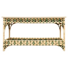 Creel and Gow Rattan Console Green and Cream