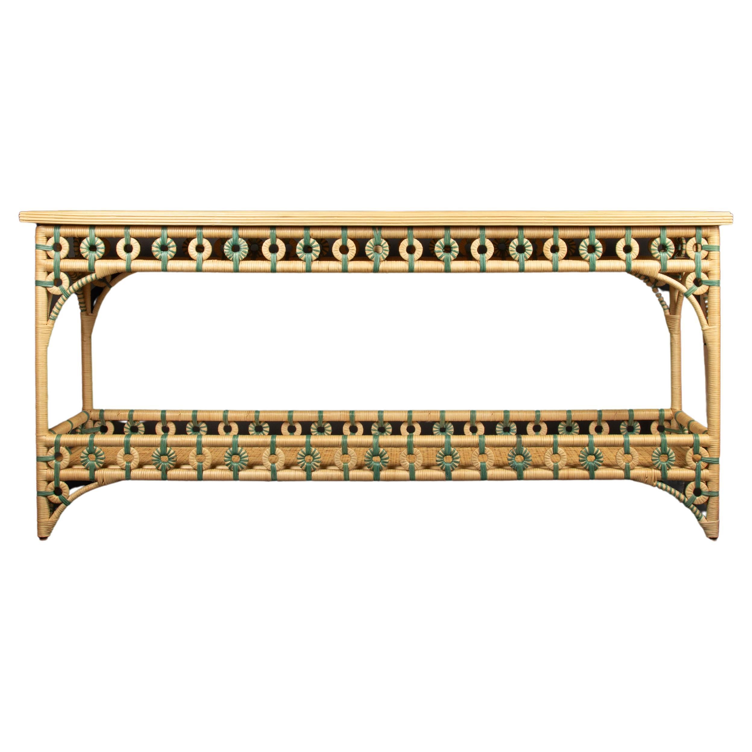 Creel and Gow Rattan Console Teal
