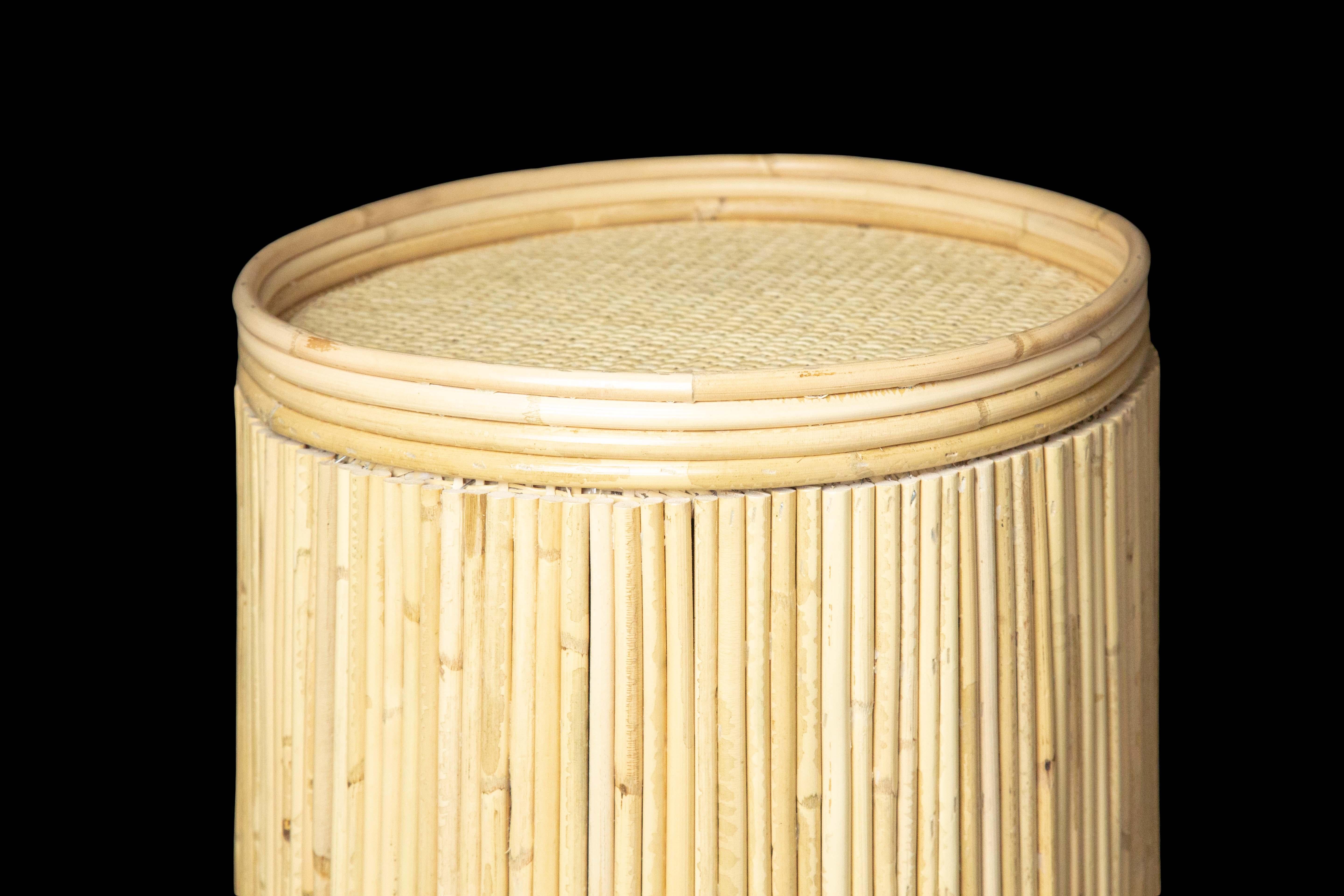 Creel and Gow Tall Pencil Reed Rattan Pedestal In New Condition In New York, NY