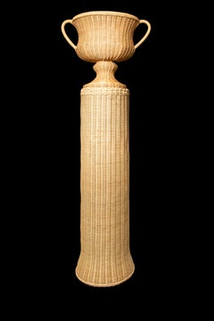 Tall Wicker Pedestal with Urn by Creel and Gow