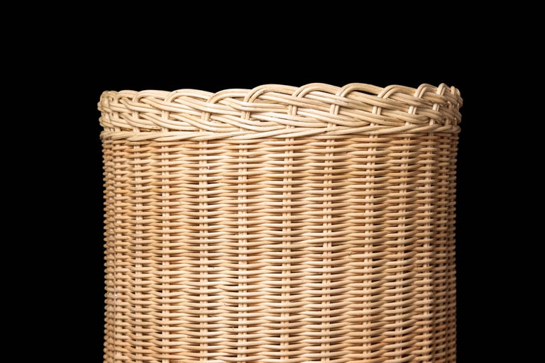 Creel and Gow Tall Wicker Pedestal with Urn For Sale at 1stDibs