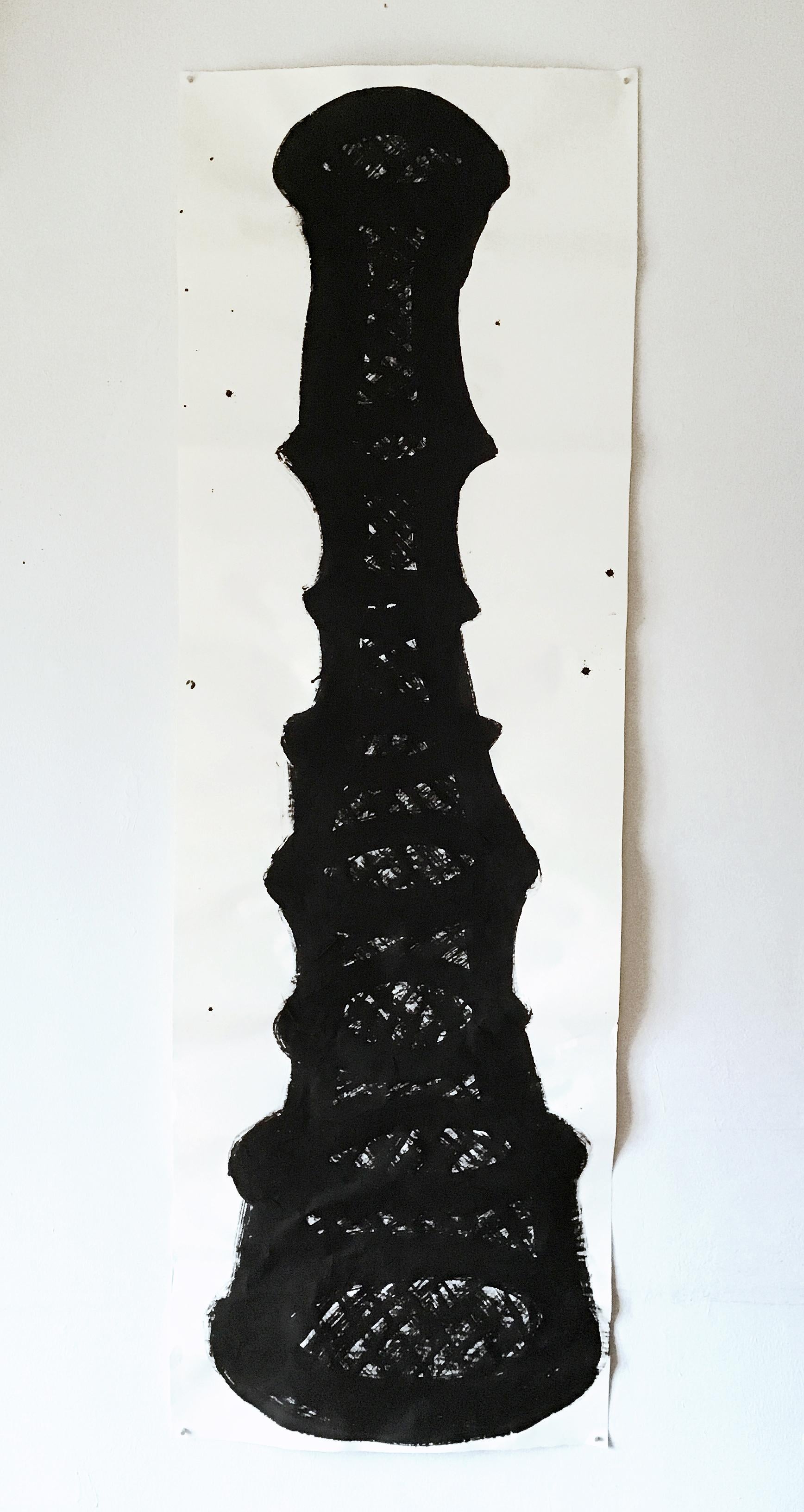 CREEL – Indian ink on old Japanese washi paper, by Dai Okumura, 60 x 184 cm. Some creases.