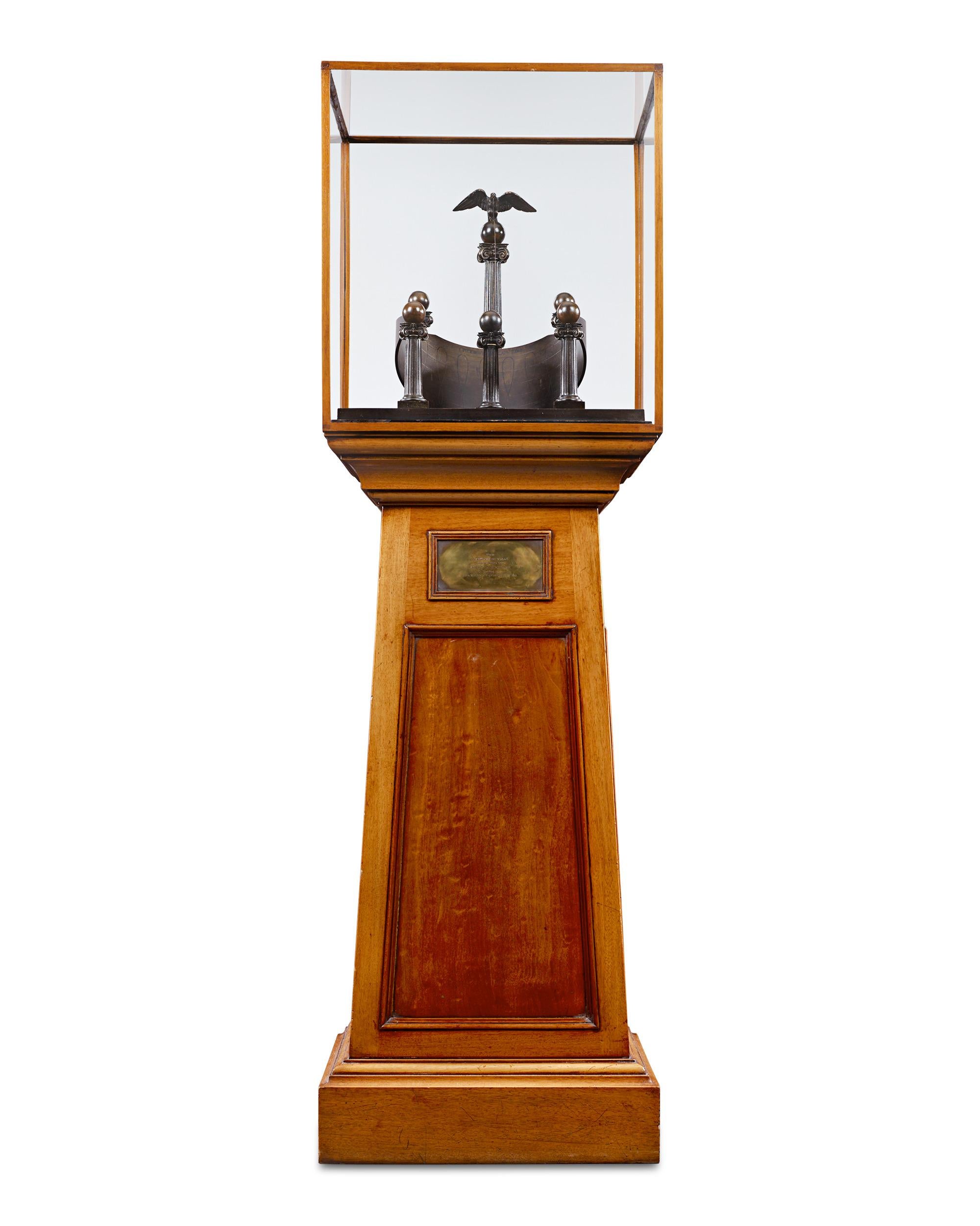 A rare and highly important melding of science and art, this fixed latitude sundial was invented by renowned physicist Albert Cushing Crehore and presented to celebrated telegraph and radio engineer Sir William Preece, KCB FRS, for his residence at