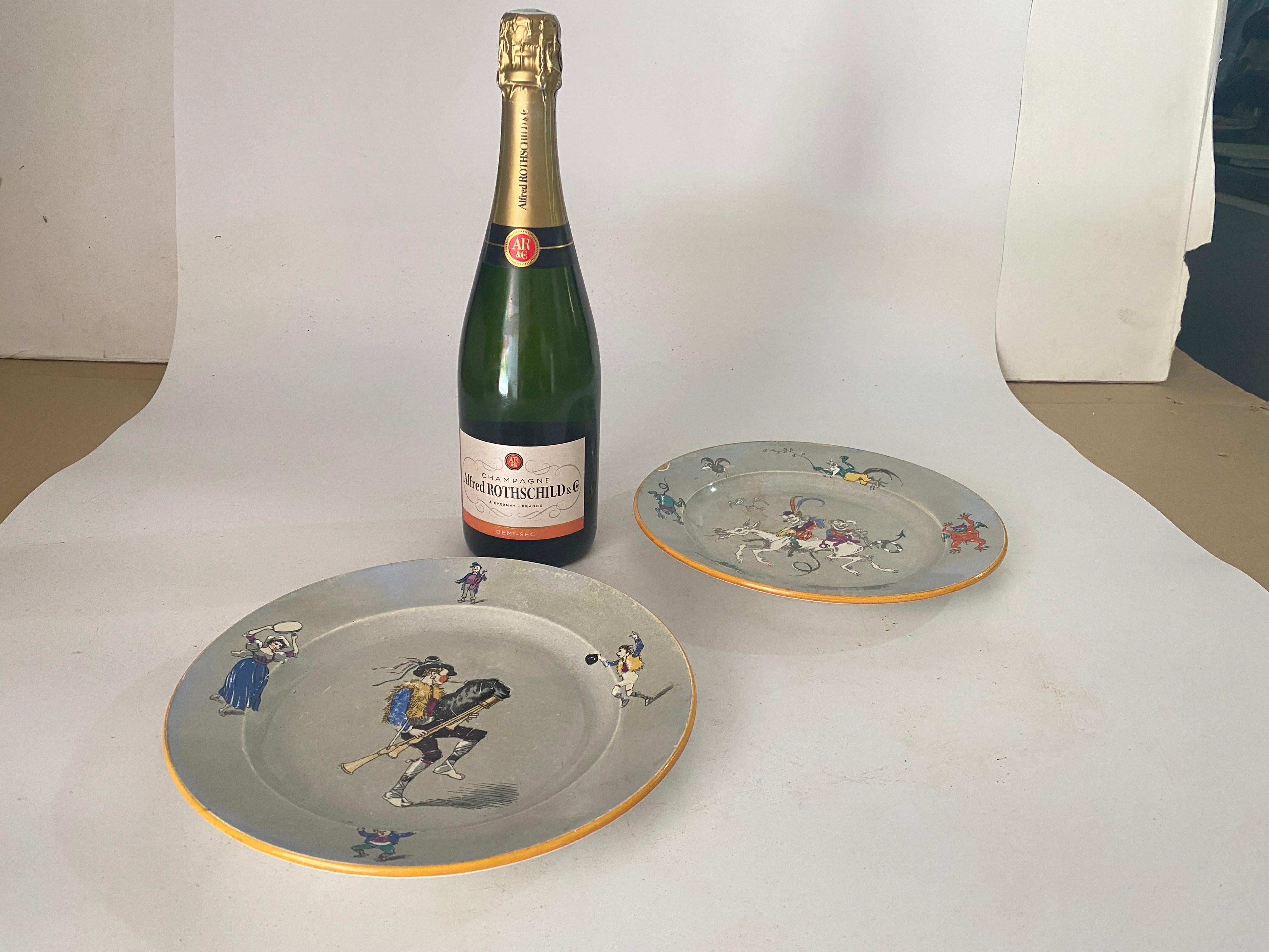 19th Century Creil and Montereau plates circa 1880  Signed France Set of 2 For Sale