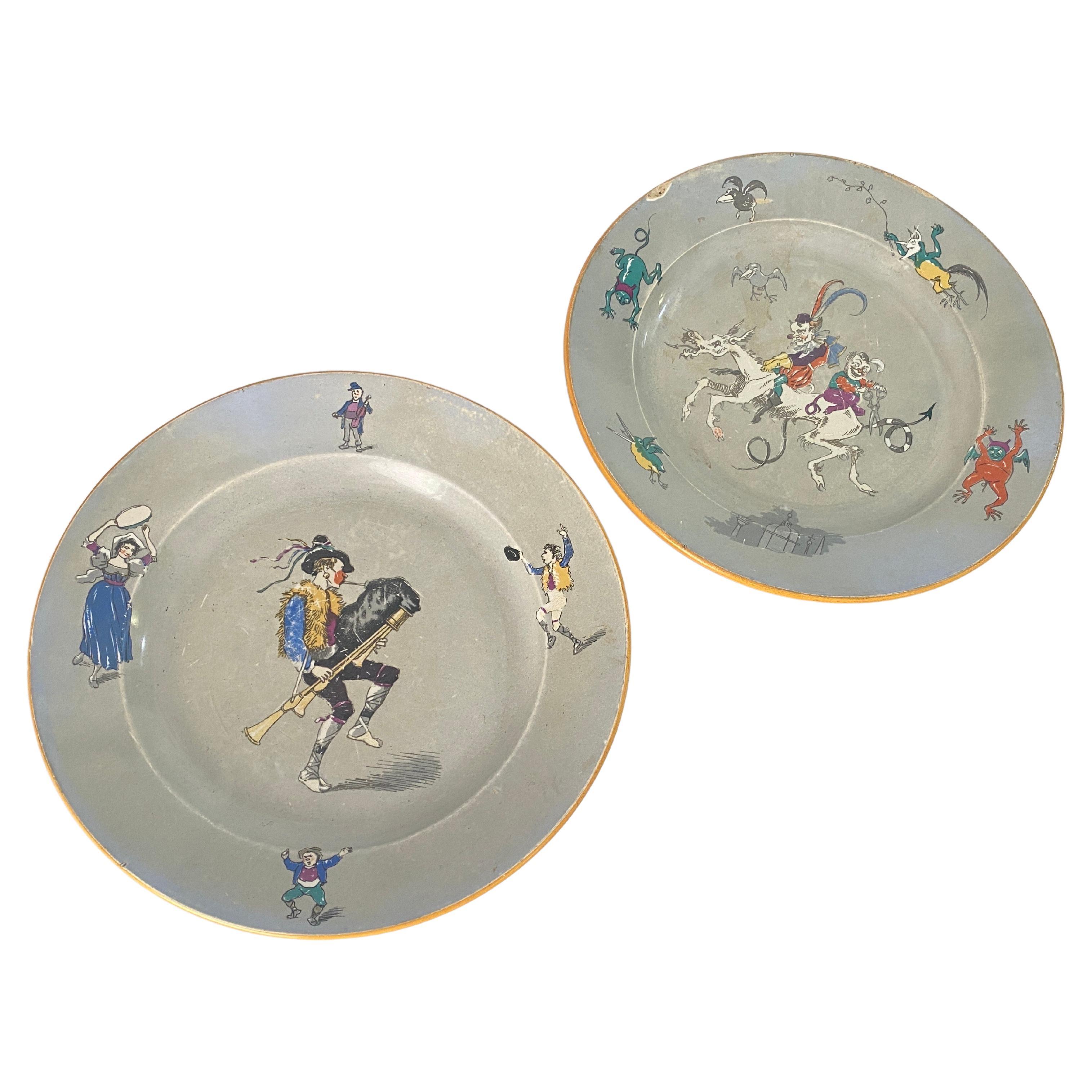 Creil and Montereau plates circa 1880  Signed France Set of 2 For Sale