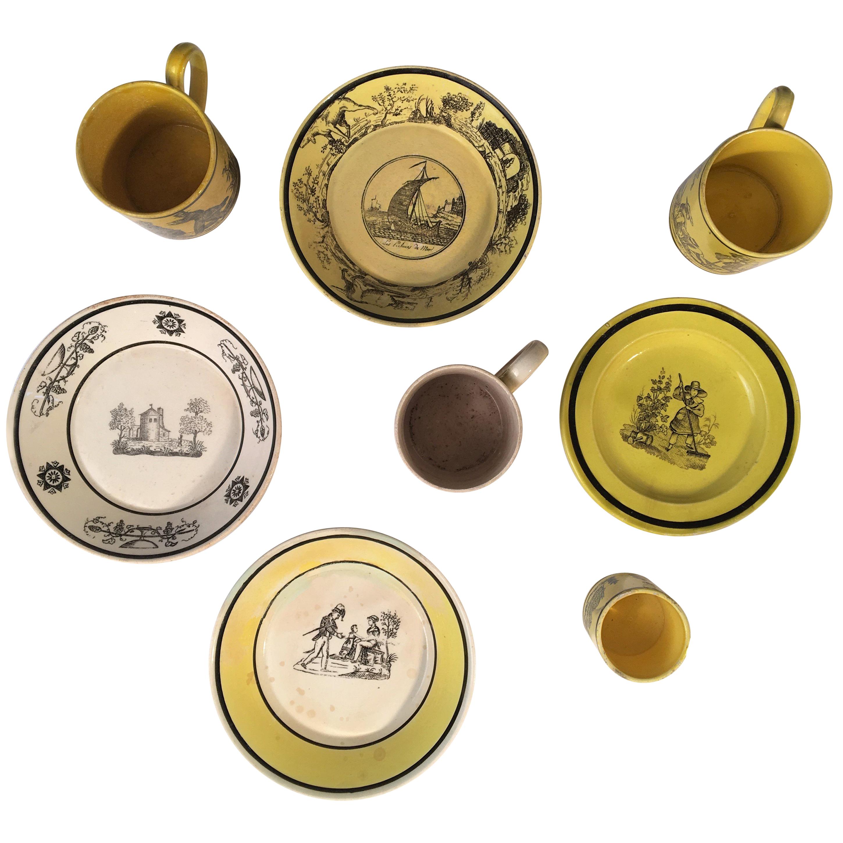 Creil Demitasse Cups and Saucers, 19th Century