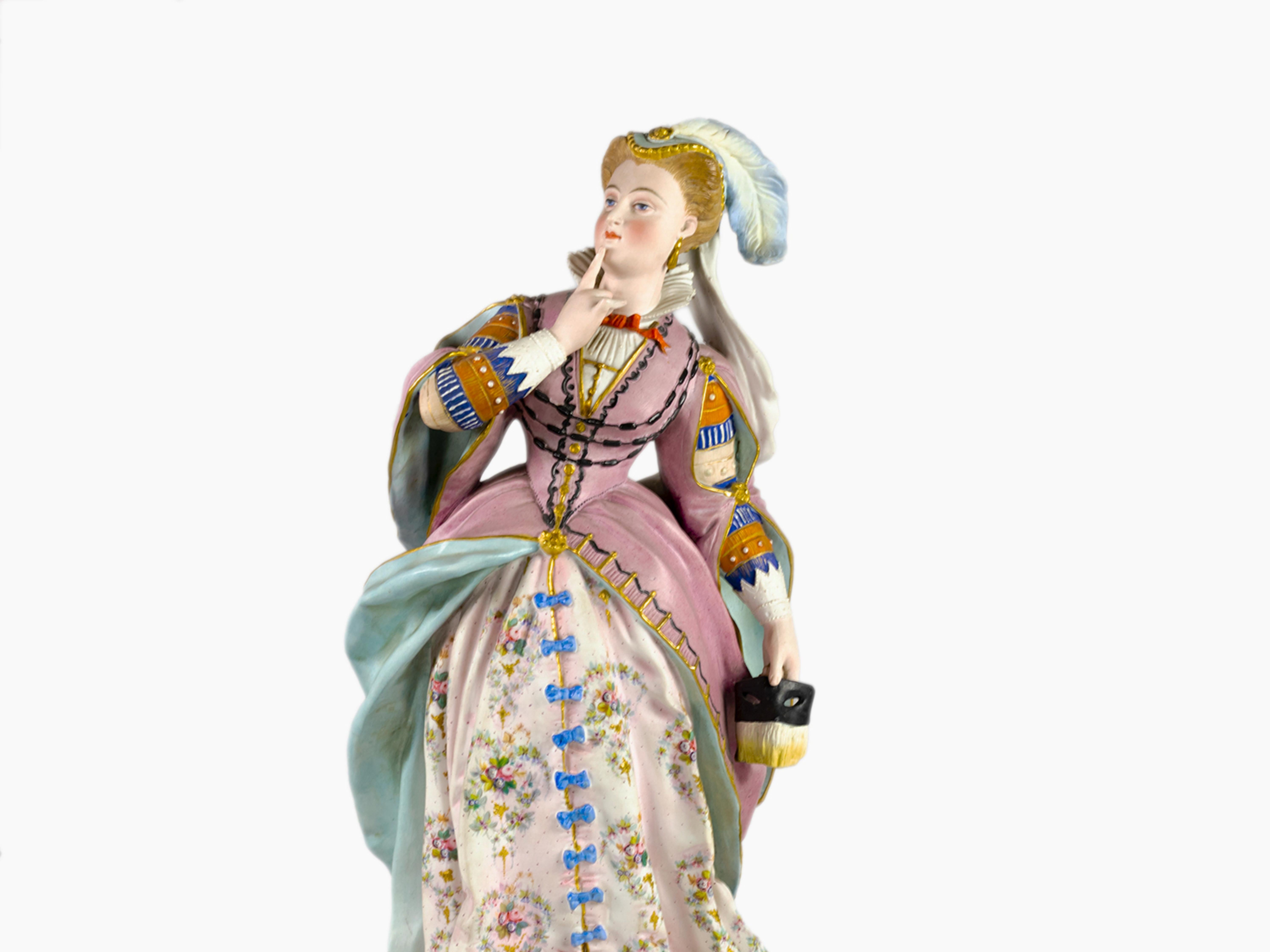 Porcelain Creil et Montereau Baroque Faience Statues, 19th Century For Sale