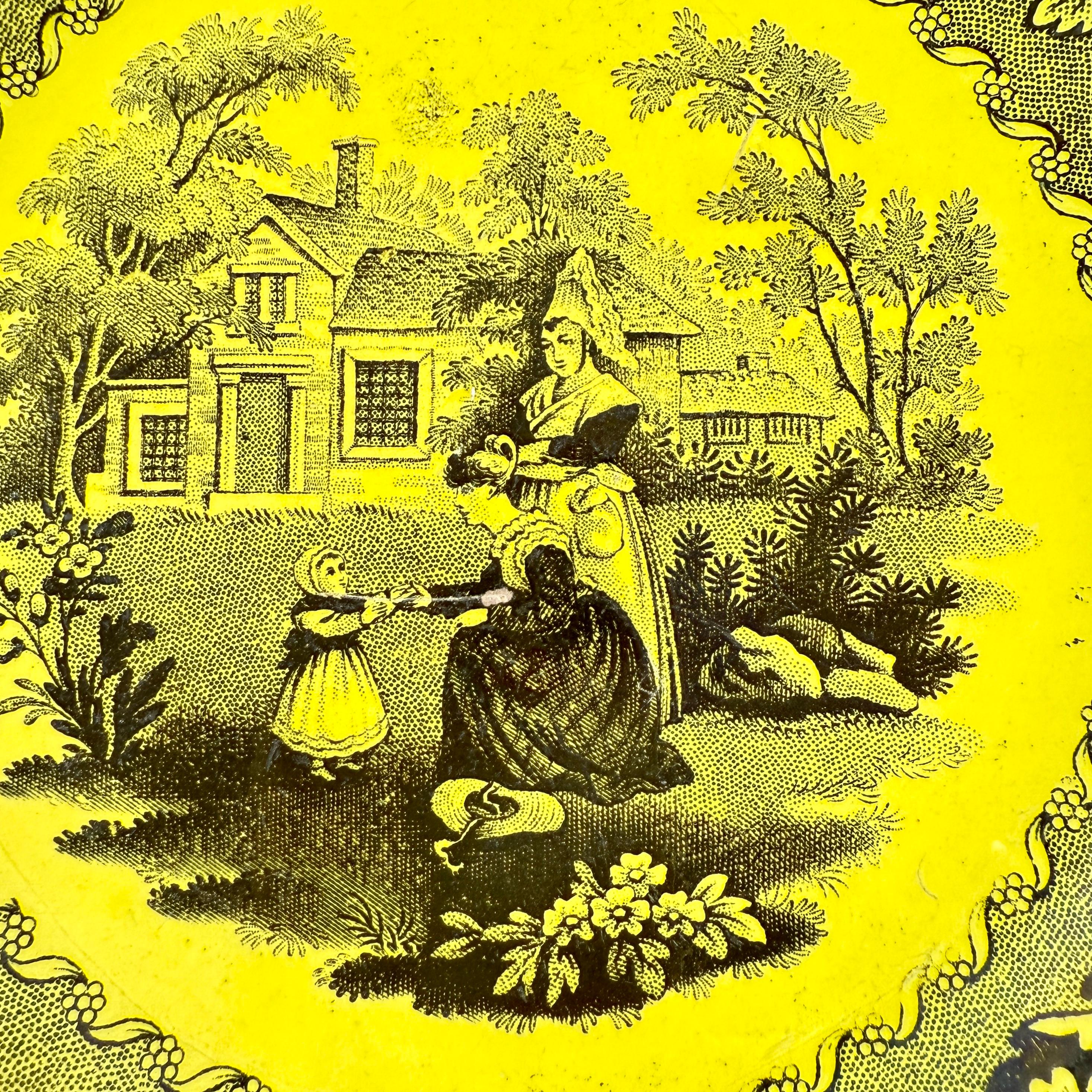 Creil et Montereau Vaisselle à transfert jaune canari Assiettes à décor floral, set/6 en vente 3
