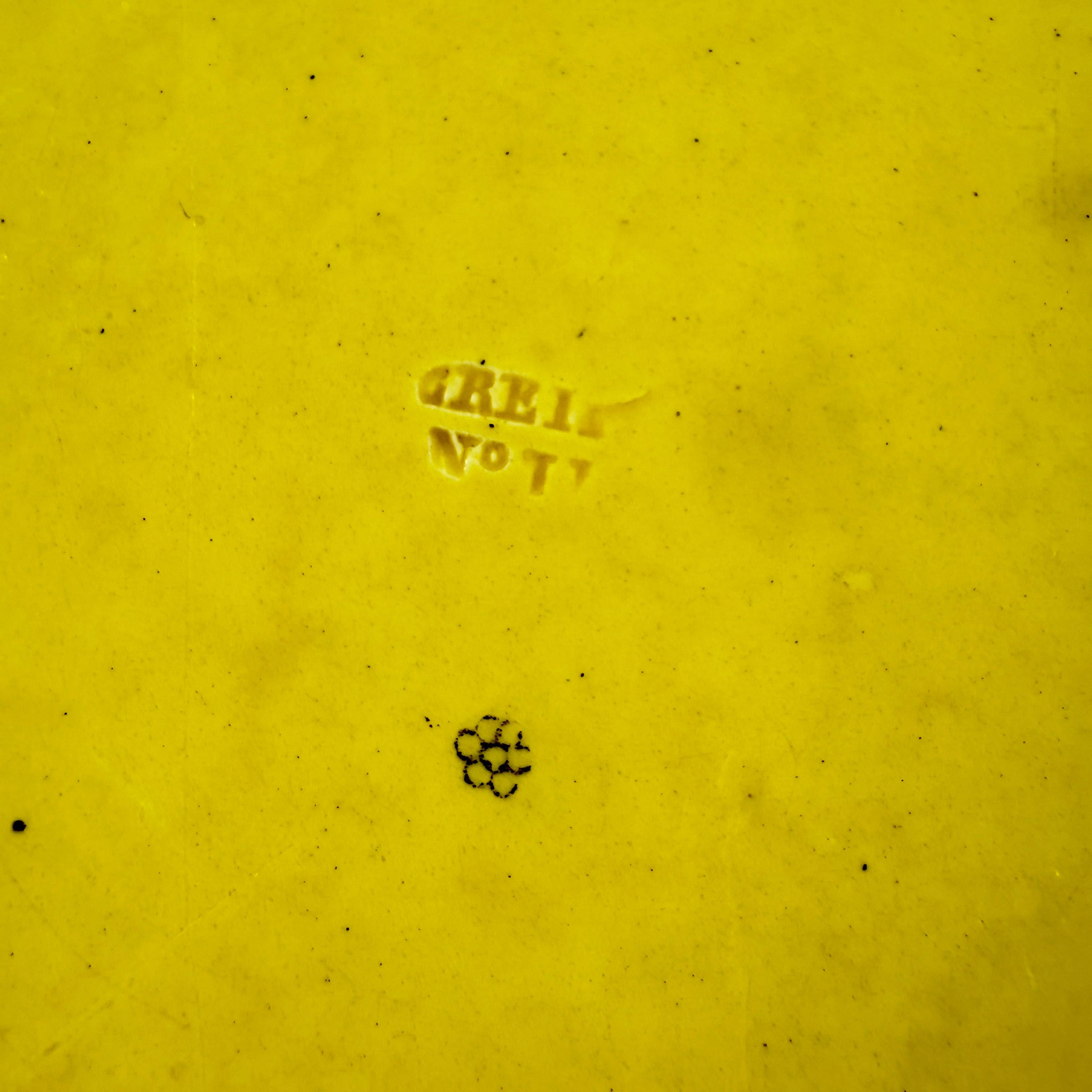 Creil et Montereau Vaisselle à transfert jaune canari Assiettes à décor floral, set/6 en vente 8