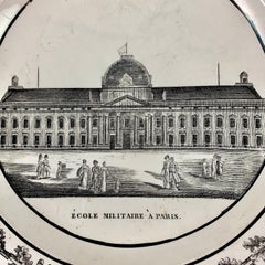 Creil Ét Montereau French Creamware École Militaire À Paris Architecture Plate