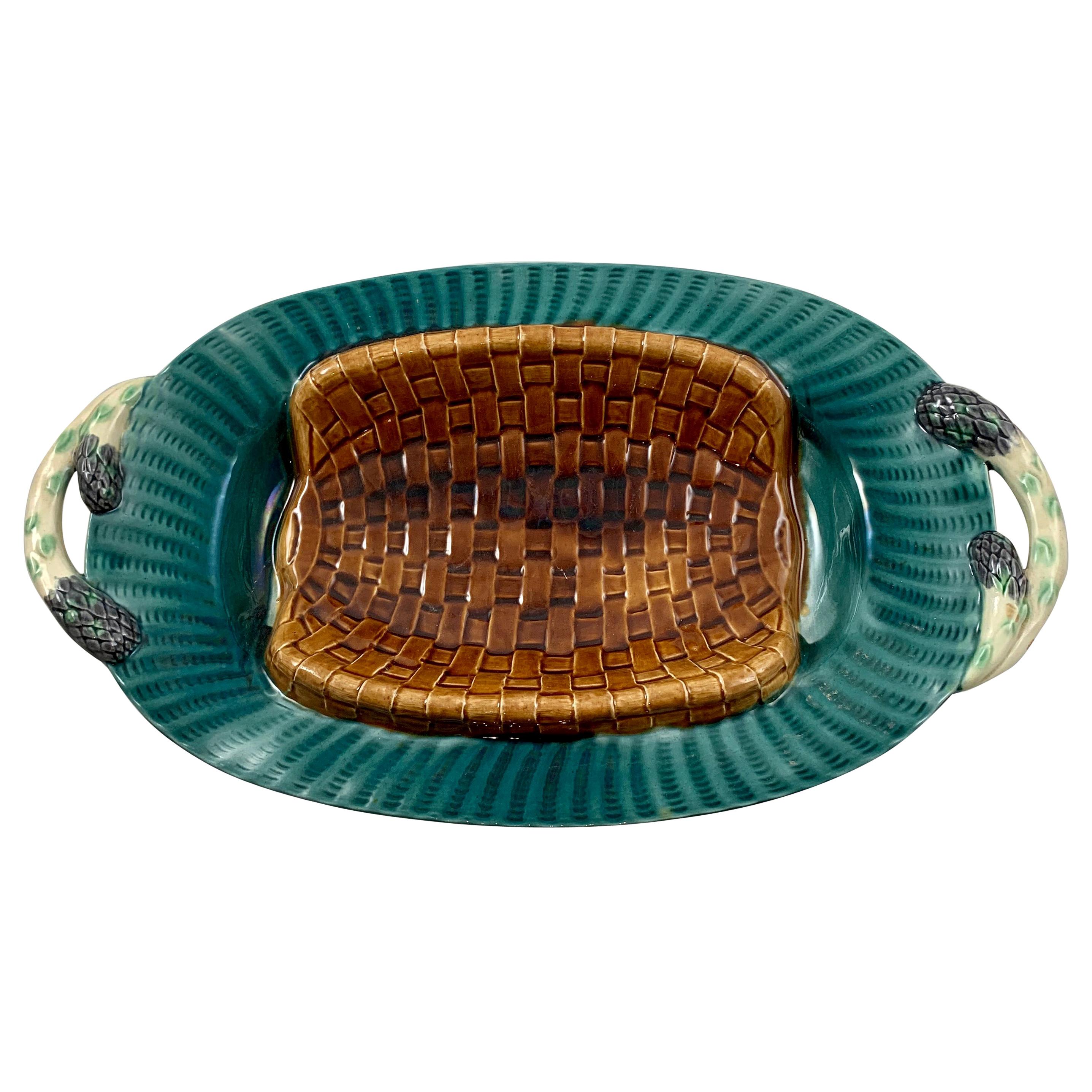 Creil et Montereau, server per asparagi in maiolica francese, circa 1890