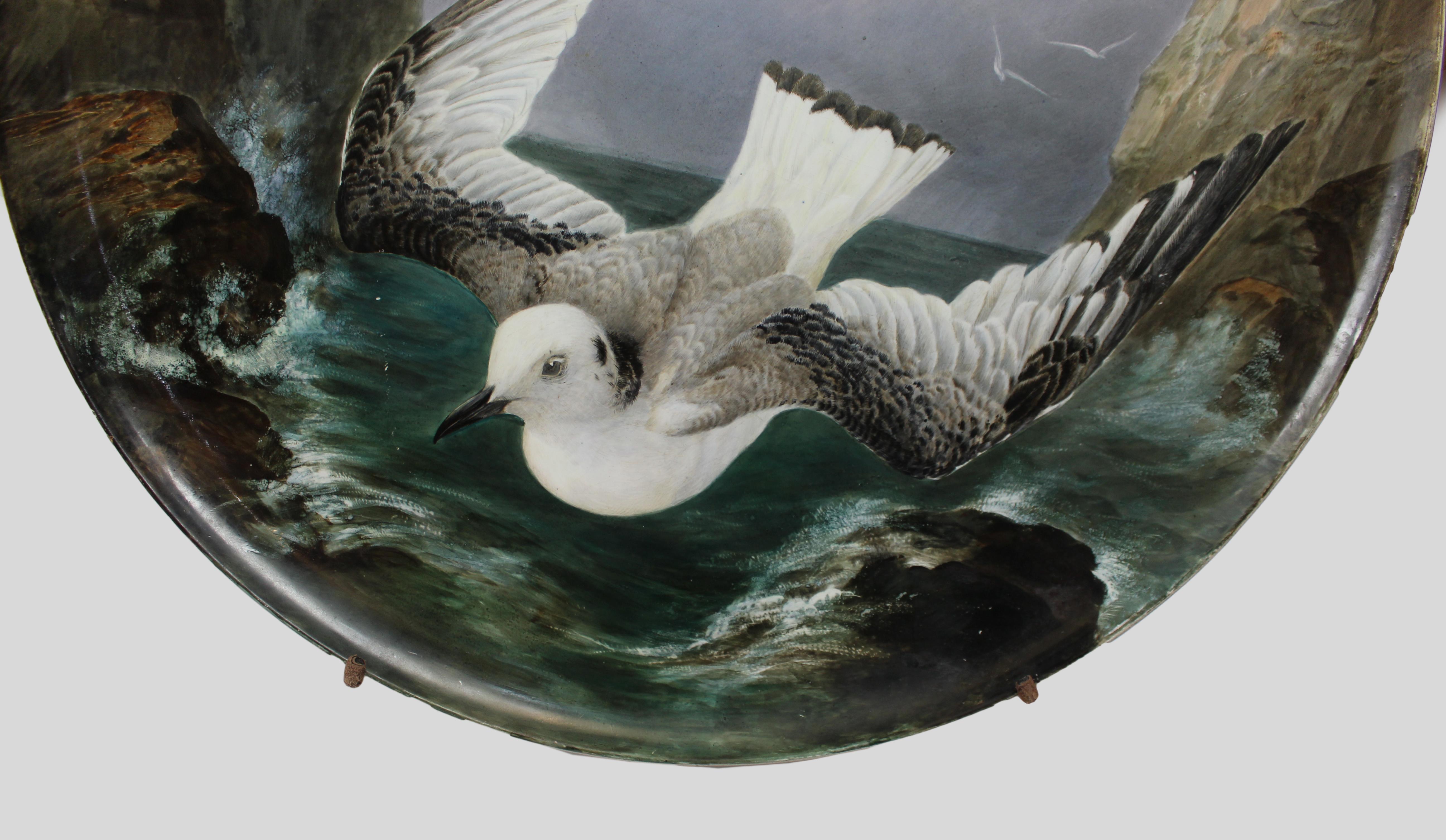 Creil et Montereau Painted Seagull Charger c.1880 For Sale 1