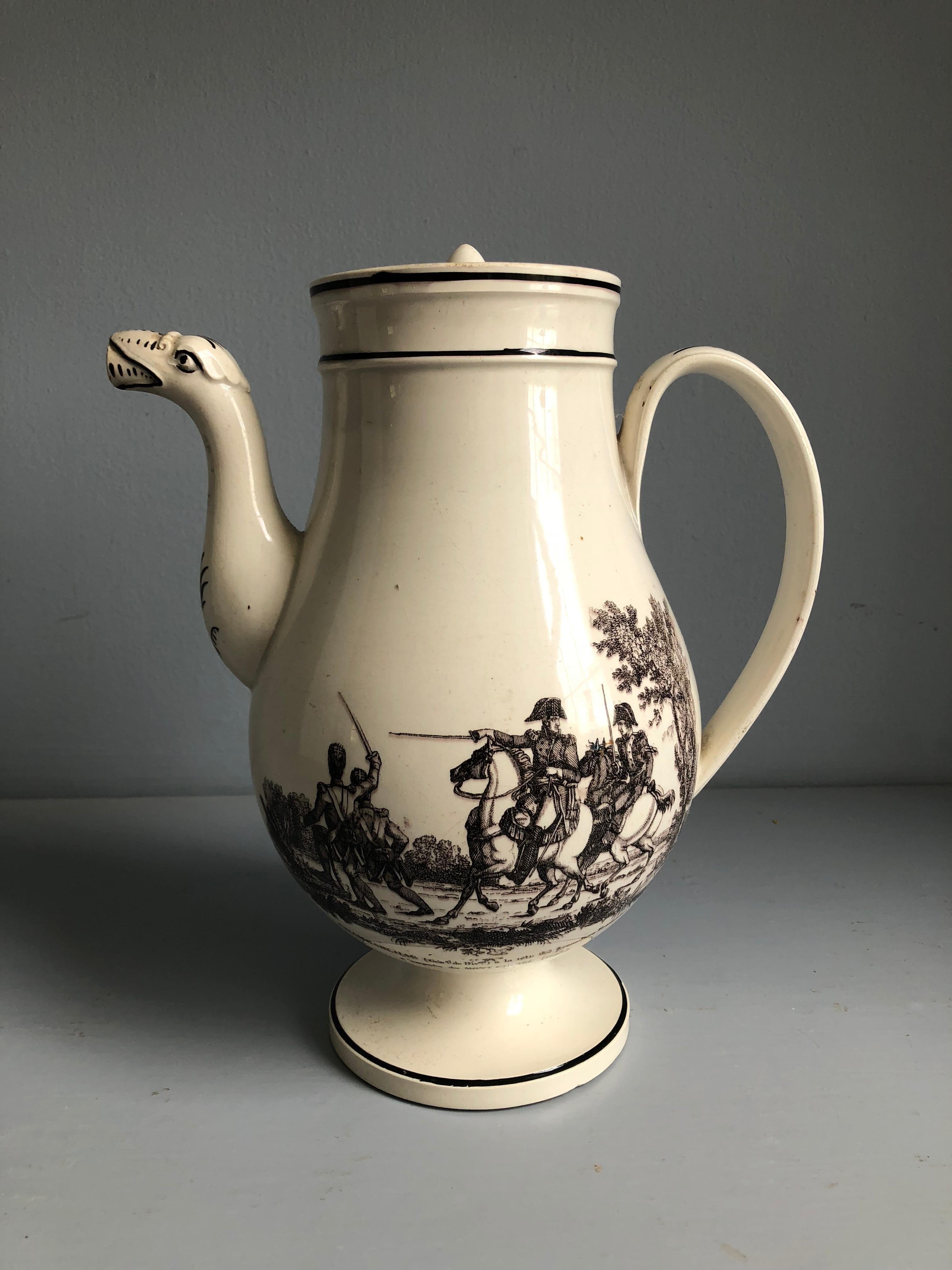 Empire Creil Et Montereau Tea or Coffee Pot, Napoleonic Military, circa 1820