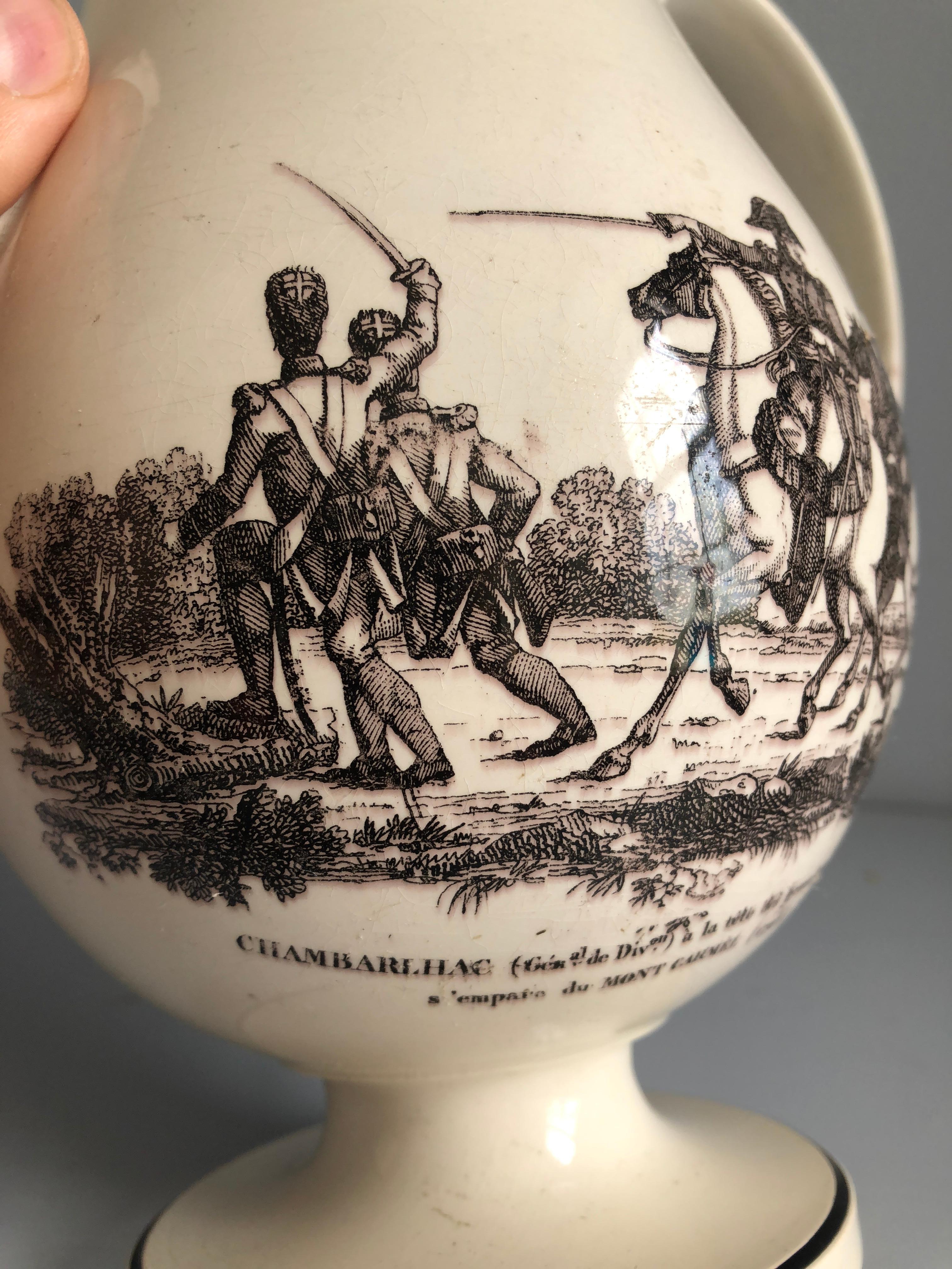 French Creil Et Montereau Tea or Coffee Pot, Napoleonic Military, circa 1820
