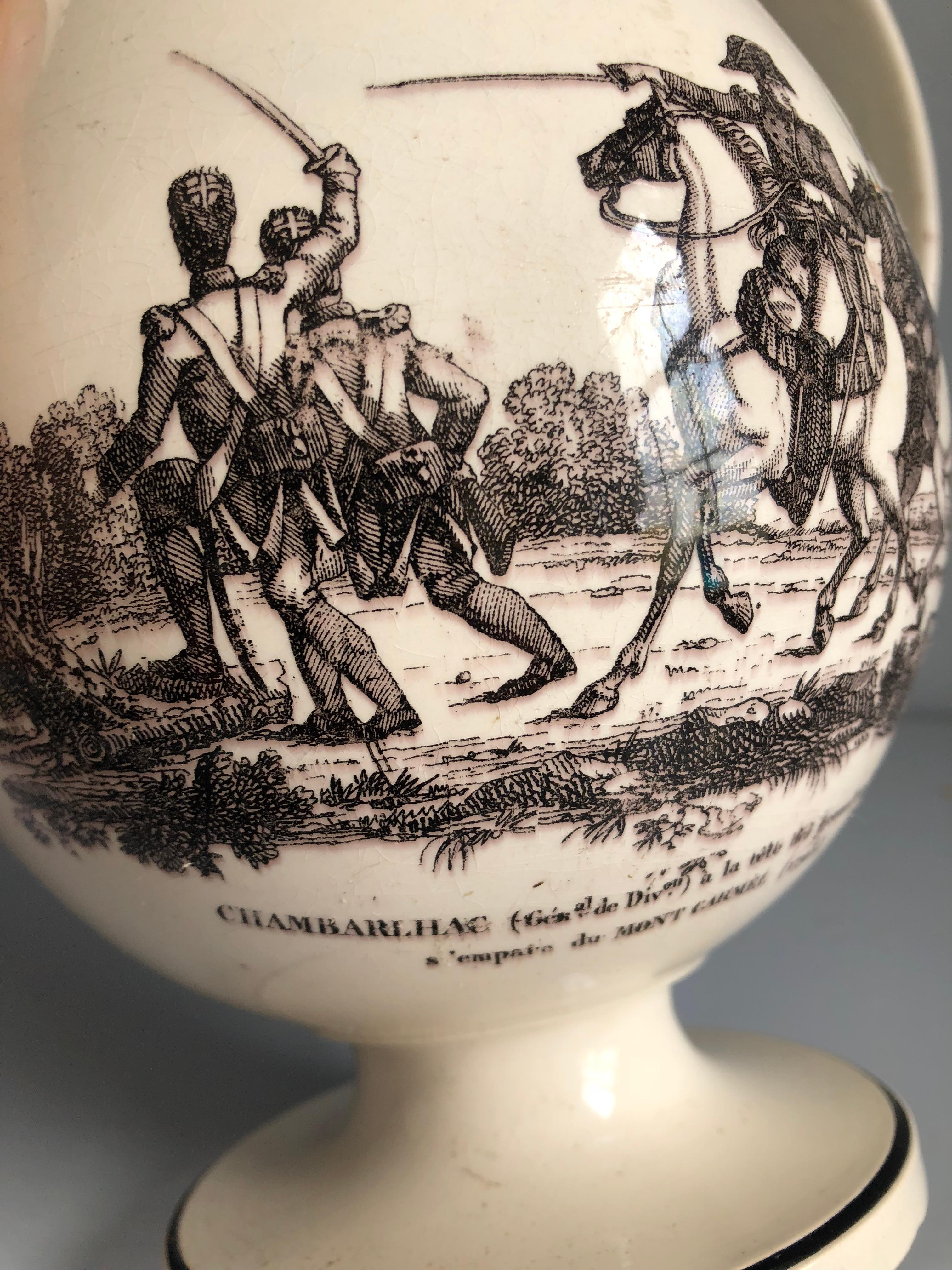 Creil Et Montereau Tea or Coffee Pot, Napoleonic Military, circa 1820 In Good Condition In Doylestown, PA