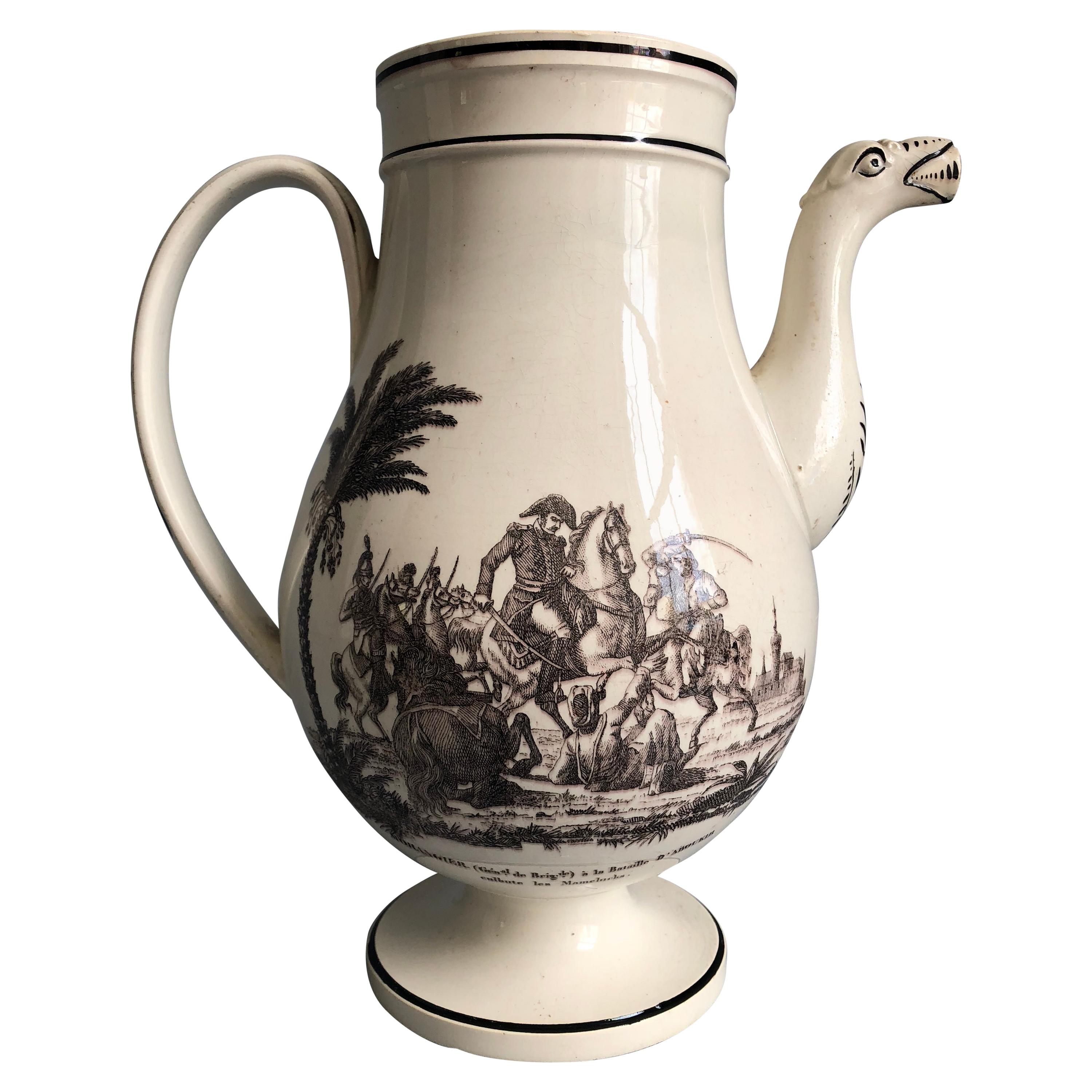 Creil Et Montereau Tea or Coffee Pot, Napoleonic Military, circa 1820
