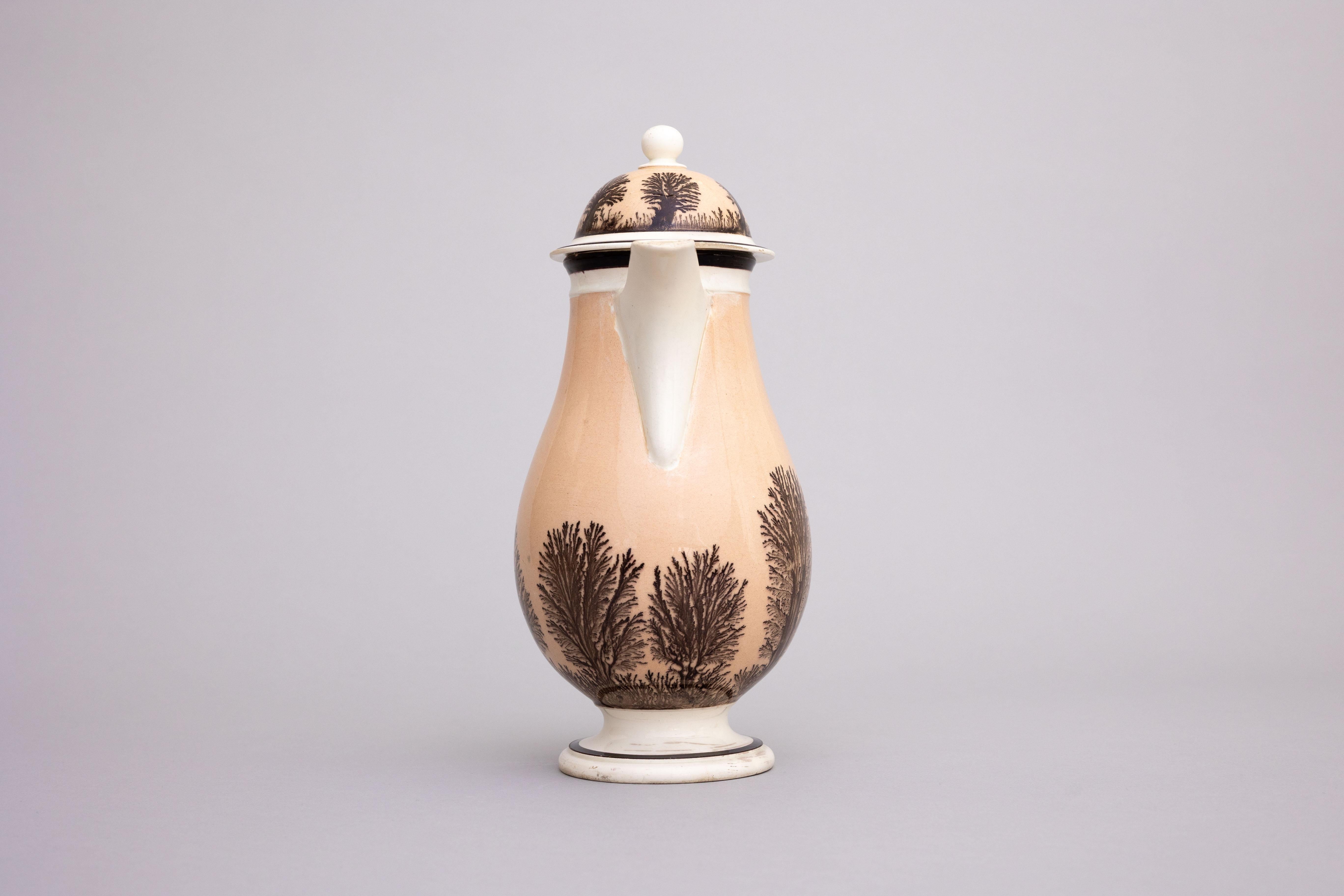 Cafetera de cerámica mochaware francesa Creil Arte popular en venta