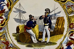 Creil Polychrome Transferware French Revolution Gallic Marins Sailor Plate