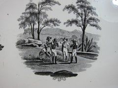 Creil Pottery Fish Platter with Black Print Decoration