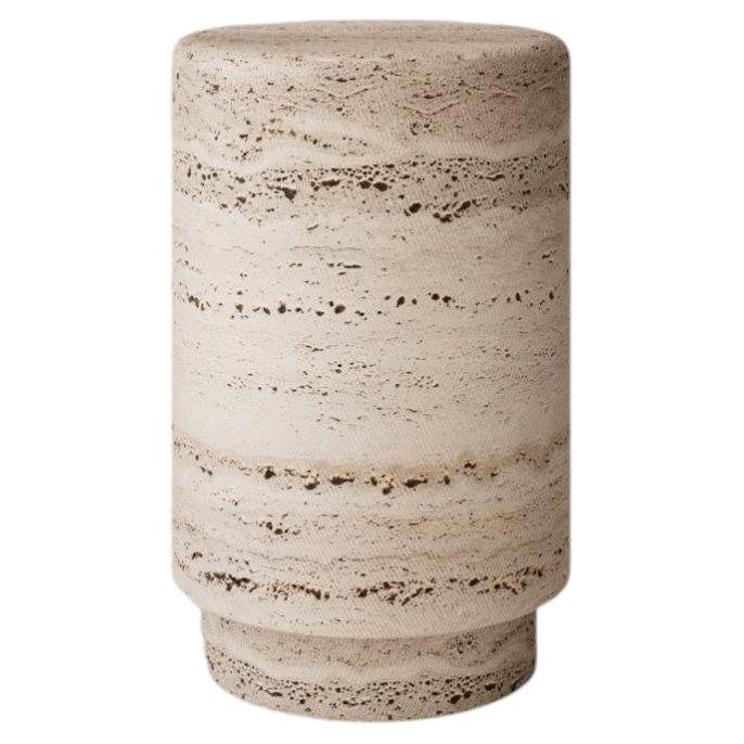 Tabouret rond en travertin - Crème