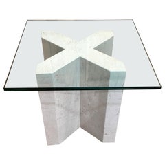 Crema Italia, Beige Marble X Base Side Table