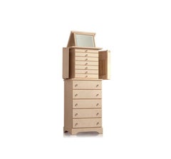 "Lo Scrigno Crema" Jewelry Armoire in Birdseye Maple
