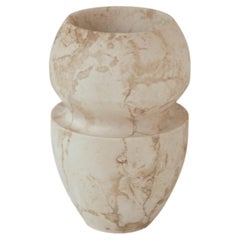 Crema Maya Stone Flower Vase or Vesse 'HABAPAURA', Carved by Hand