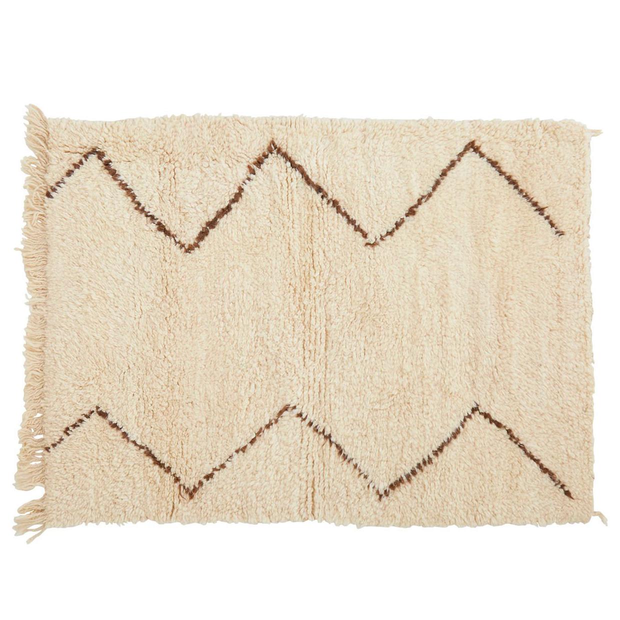 Crème and Brown Beni Ourain Rug