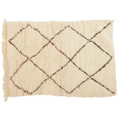 Crème and Brown Beni Ourain Rug