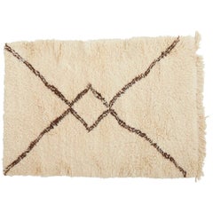 Crème and Brown Beni Ourain Rug