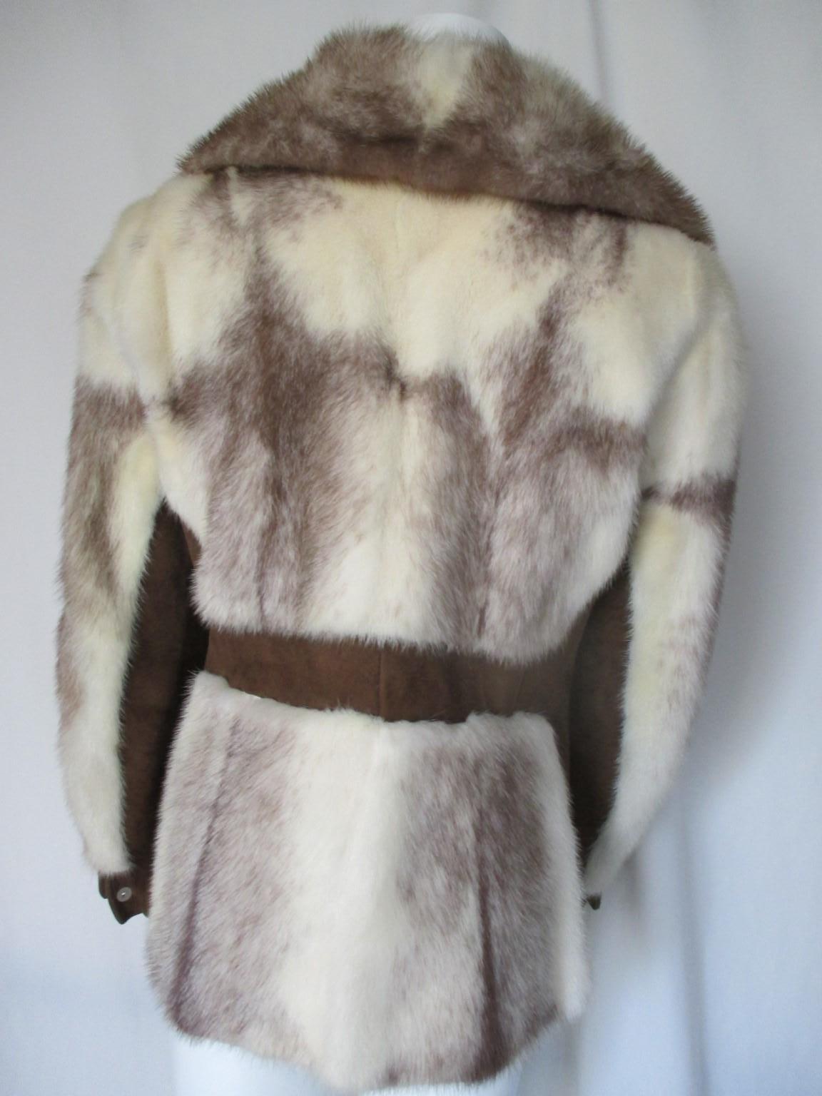Manteau en fourrure de vison Kohinoor crème/marron  Bon état - En vente à Amsterdam, NL