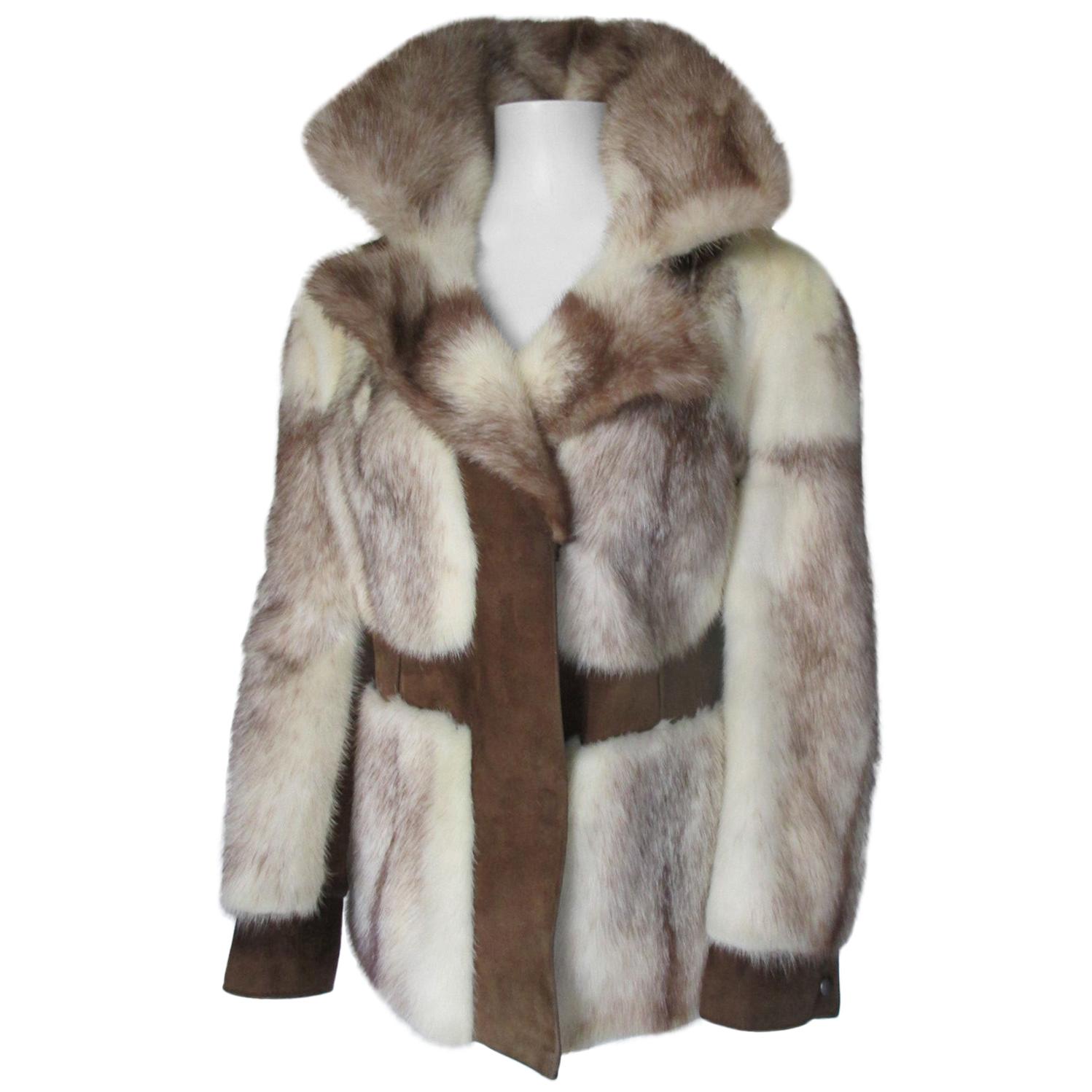 Creme/Brown Kohinoor Mink Fur Coat  For Sale