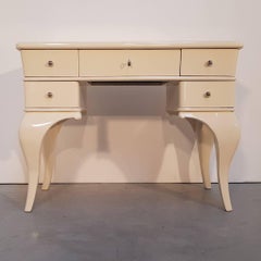 Creme Color Painted Hungarian Art Deco Desk Designed by Lajos Kozma