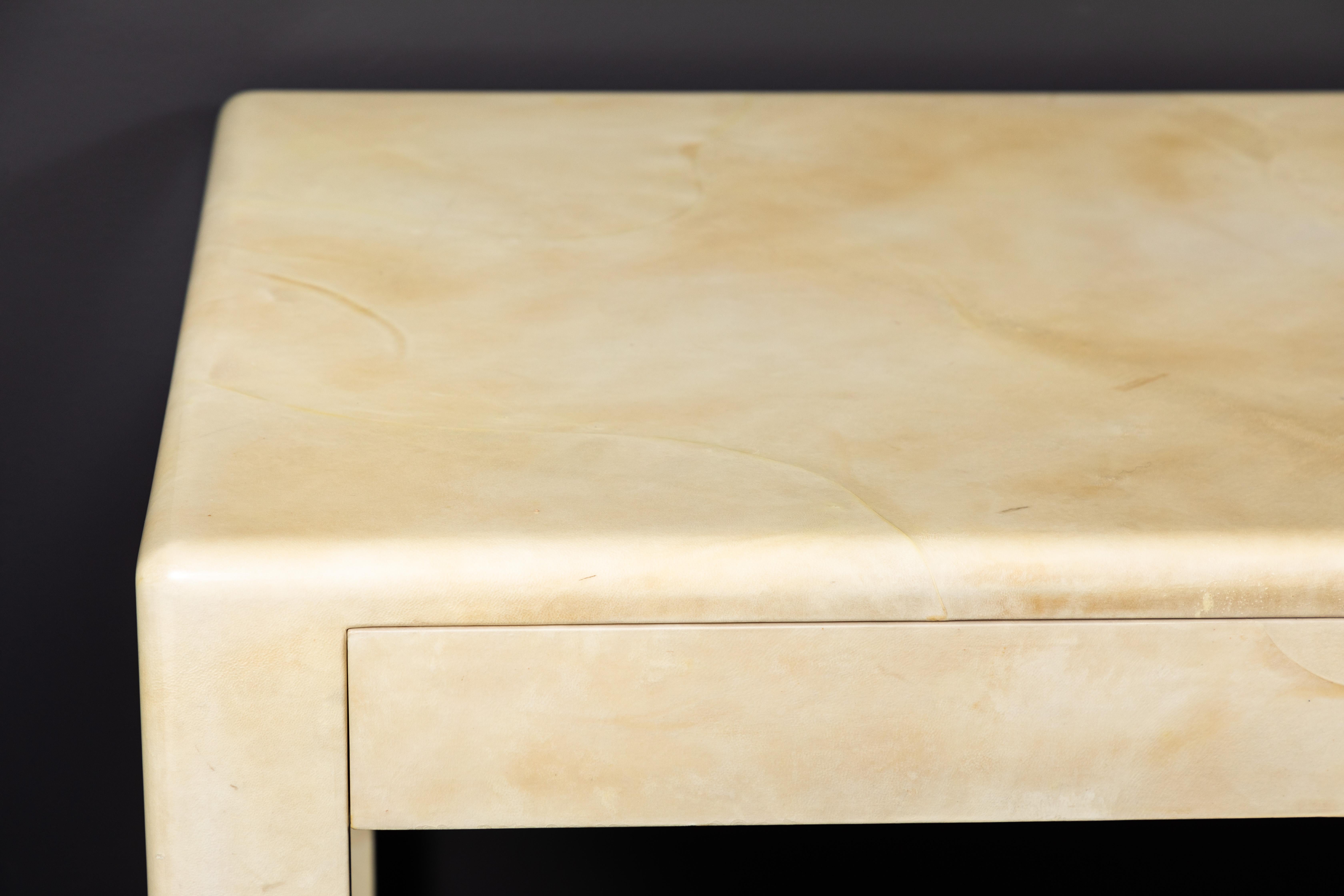 Late 20th Century Creme Colored Goatskin Desk by Karl Springer
