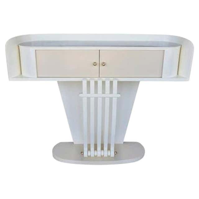 Console Lacquer Italian Black Lacquer Console with Parchment For Sale at 1stDibs