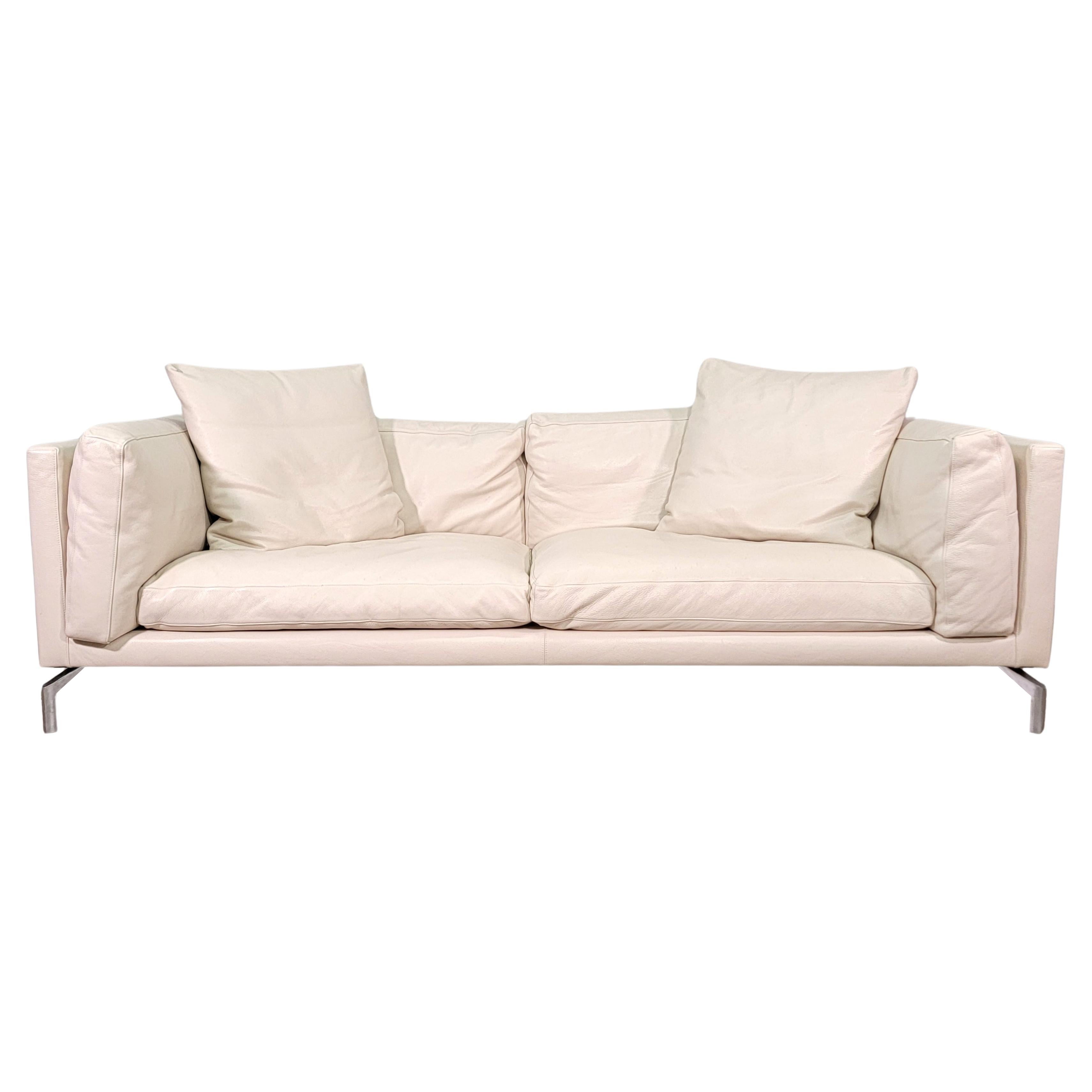 Creme Leather Sofa Como by Giorgio Soressi for Design Within Reach