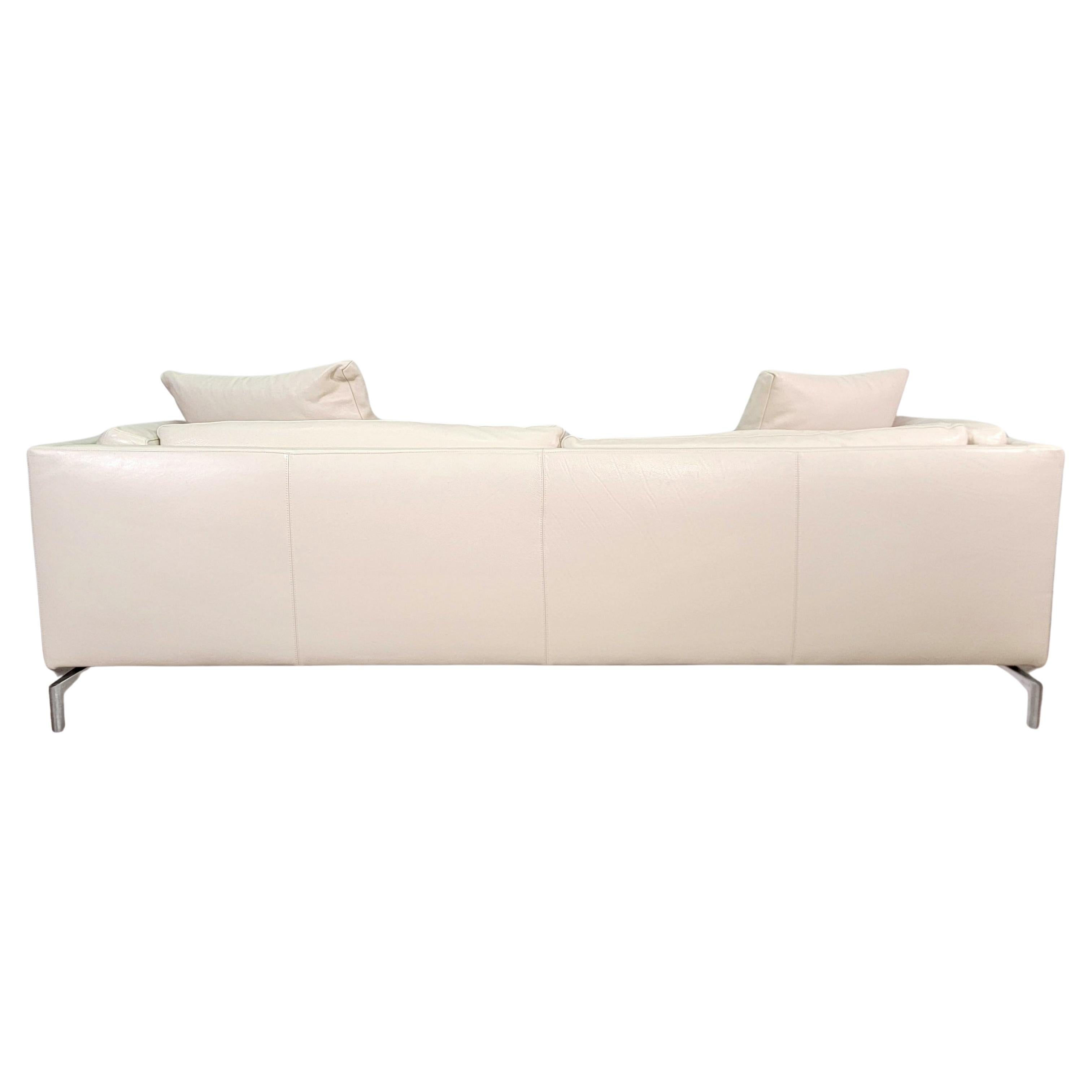 Italian Creme Leather Sofa Como by Giorgio Soressi for Design Within Reach For Sale