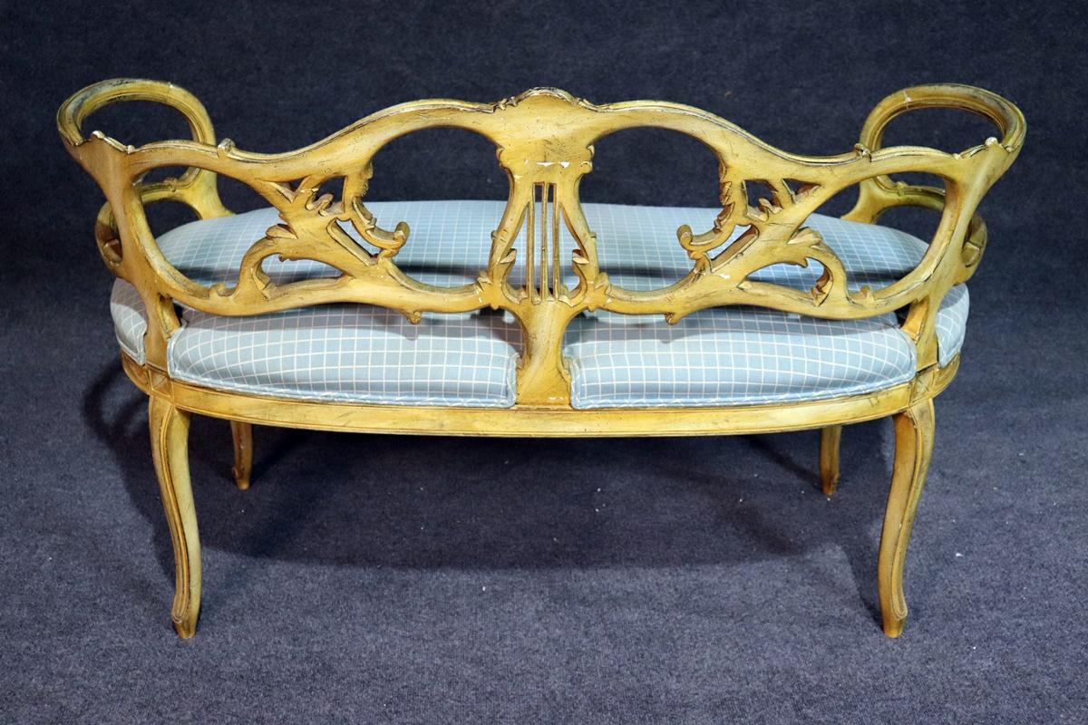 Crème Paint Decorated French Louis XV Style Window Bench 4