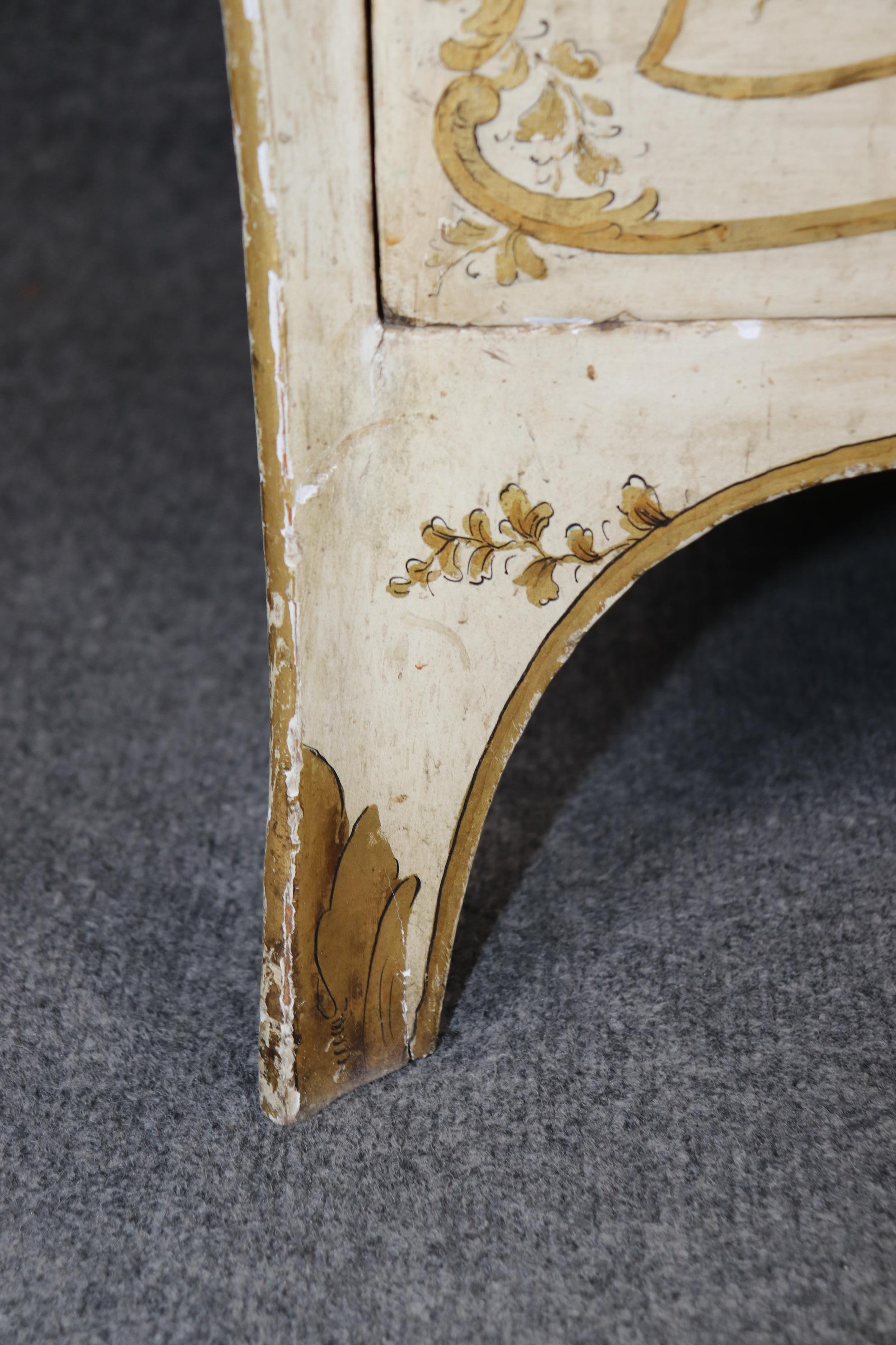 Creme Paint Decorated Rococo Italian Venetian Paint Decorated Secretary Desk 4