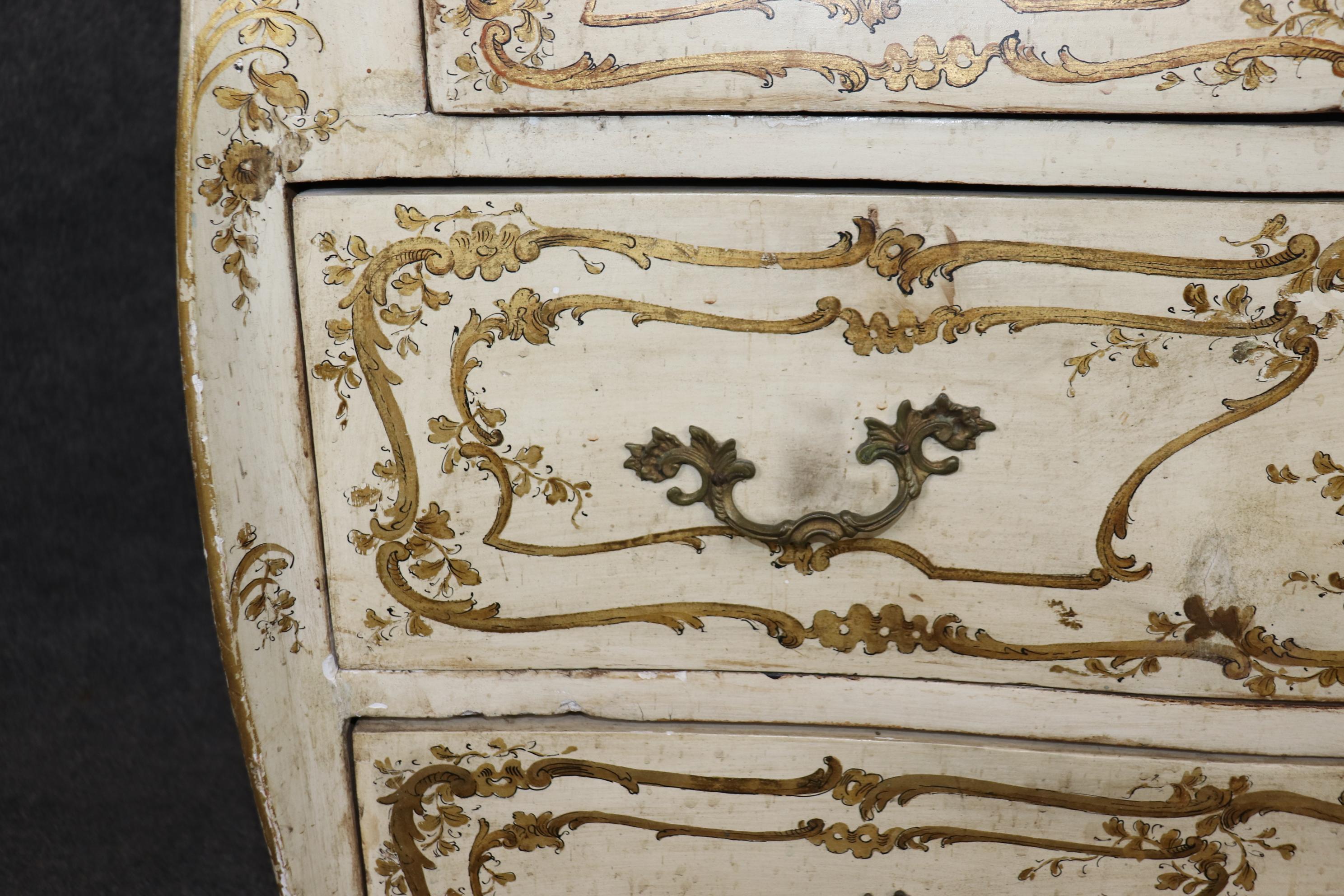 Creme Paint Decorated Rococo Italian Venetian Paint Decorated Secretary Desk 6