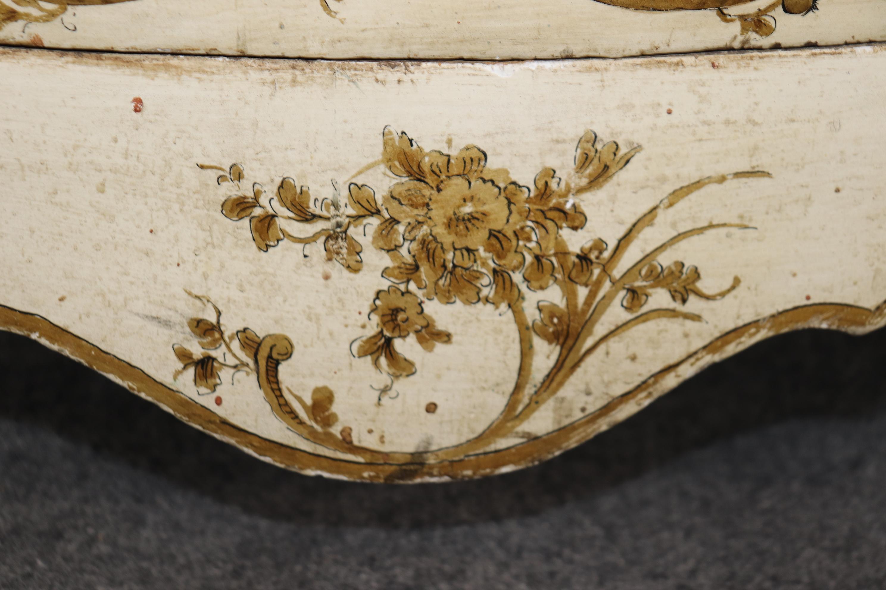 Creme Paint Decorated Rococo Italian Venetian Paint Decorated Secretary Desk 7