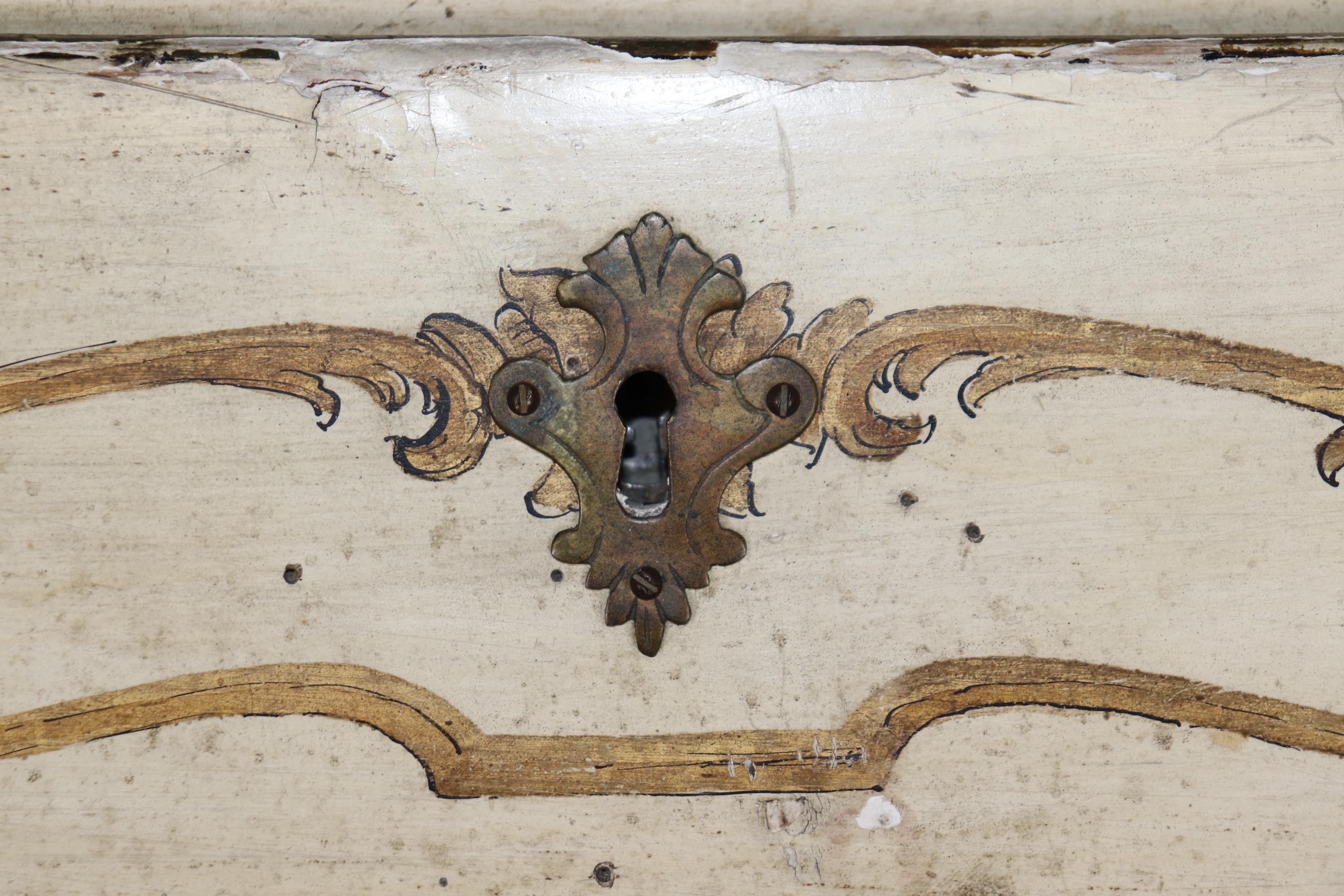 Creme Paint Decorated Rococo Italian Venetian Paint Decorated Secretary Desk 9