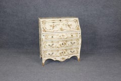Creme Paint Decorated Rococo Italian Venetian Paint Decorated Secretary Desk