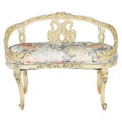 Creme Painted Carved French Empire Style Swan Window Bench, circa 1890