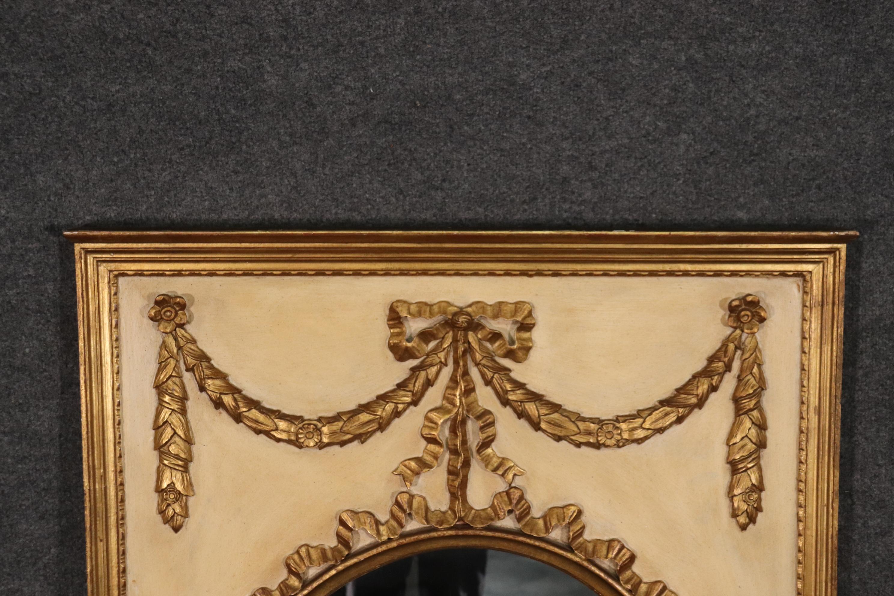 Creme Painted Gilded French Louis XV Wall Mantel Mantle Mirror, circa 1950 4