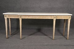 Creme Painted Marble Top Gilded Directoire Louis XVI Console Table Circa 1930