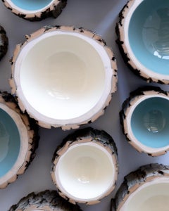 Creme Size 6 Log Bowl by Loyal Loot Hand Made from Reclaimed Wood