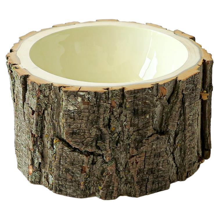 Creme Größe 6  Log Bowl von Loyal Loot Handgefertigt aus wiederverwertetem Holz im Angebot