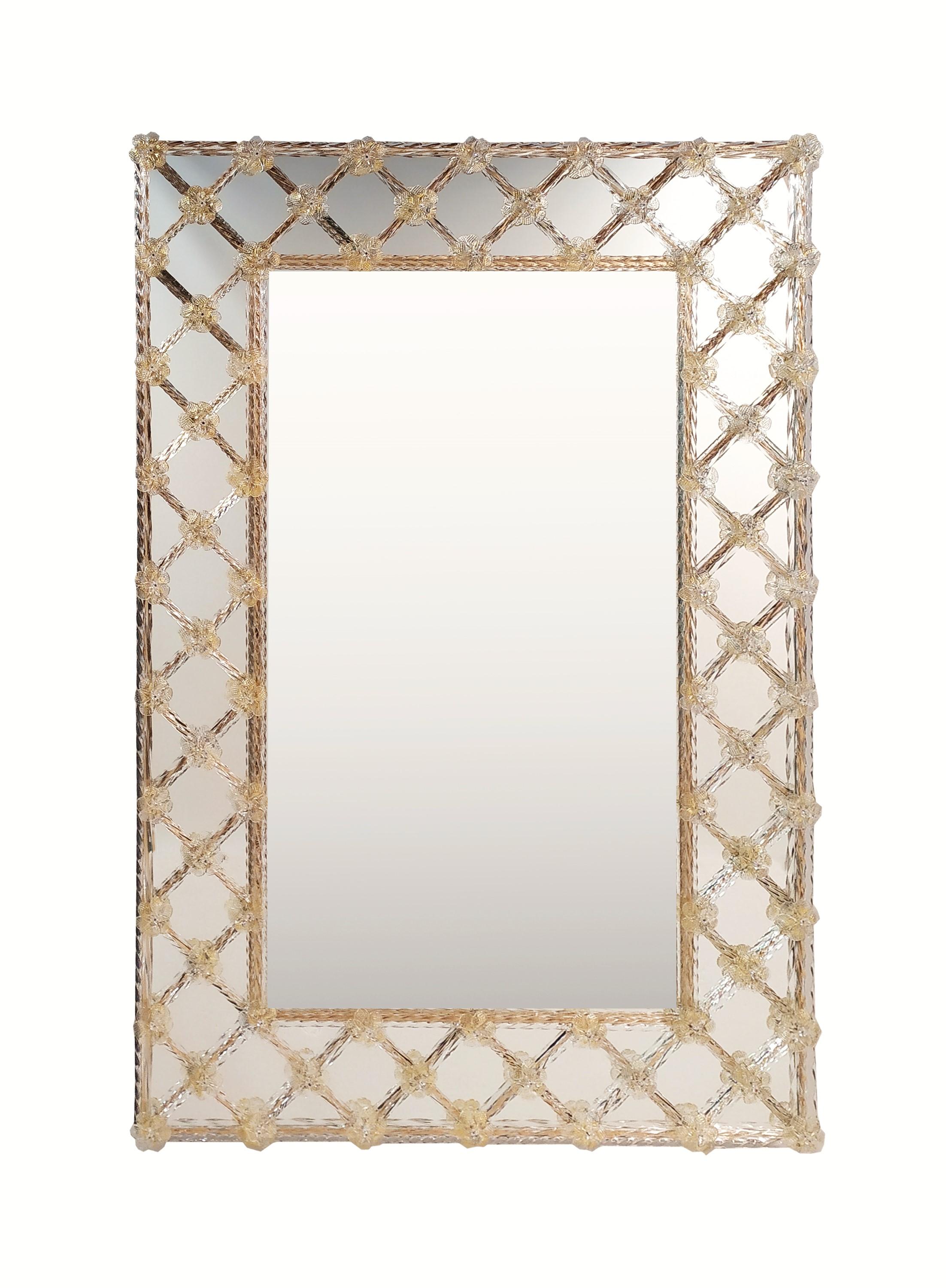 "CREME" Specchio Veneziano in Vetro di Murano, by Fratelli Tosi, Made in Italy For Sale